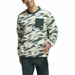 ADIDAS Texture Print Crewneck -Golf Sales Store adidas texture print crewneck linen green almost yellow 01 35608.1673903747