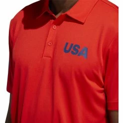 ADIDAS Ultimate365 USA Golf Solid Polo -Golf Sales Store adidas ultimate 365 usa golf solid polo red 03 61618.1659043263