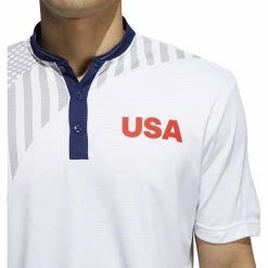 ADIDAS USA Olympics Friday Polo -Golf Sales Store adidas usa olympics friday polo white grey two dark blue 03 67774.1659042797