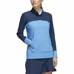 ADIDAS Women's Colorblock Quarter Snap Jacket -Golf Sales Store adidas womens colorblock quarter snap jacket blue rush 01 16480.1676583506