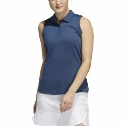 ADIDAS Women's Primeblue Ottoman Stripe Sleeveless Polo -Golf Sales Store adidas womens primeblue ottoman stripe sleeveless polo crew navy 01 95813.1647972767