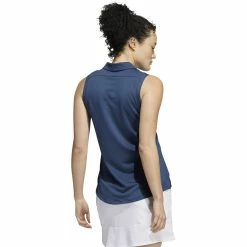ADIDAS Women's Primeblue Ottoman Stripe Sleeveless Polo -Golf Sales Store adidas womens primeblue ottoman stripe sleeveless polo crew navy 02 32769.1647972767