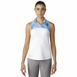 ADIDAS Women's Printed Sport Mesh Sleeveless Polo -Golf Sales Store adidas womens printed sport mesh sleeveless polo white 01 25515.1633461092