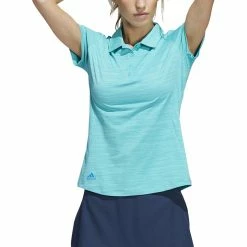 ADIDAS Women's Space-Dyed Polo -Golf Sales Store adidas womens space dyed polo semi mint rush blue rush 01 30871.1647973321