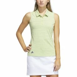 ADIDAS Women's Space-Dyed Sleeveless Polo -Golf Sales Store adidas womens space dyed sleeveless polo pulse lime legacy indigo 01 05935.1647975079