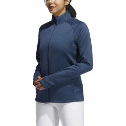 ADIDAS Women's Textured Layer Jacket -Golf Sales Store adidas womens textured layer jacket crew navy 01 14227.1633102077