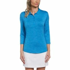 Callaway Women's Swing Tech 3/4 Sleeve Polo -Golf Sales Store callaway womens swing tech 3 4 sleeve polo ibiza blue 01 64092.1654789379