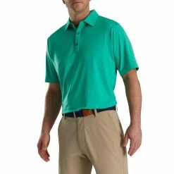 FootJoy 18 Holes Print Lisle Self Collar Polo -Golf Sales Store footjoy 18 holes print lisle self collar polo sea green 01 41807.1673904717