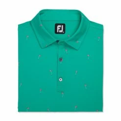 FootJoy 18 Holes Print Lisle Self Collar Polo -Golf Sales Store footjoy 18 holes print lisle self collar polo sea green 04 43734.1673902812