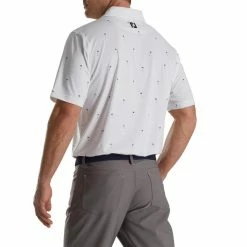 FootJoy 18 Holes Print Lisle Self Collar Polo -Golf Sales Store footjoy 18 holes print lisle self collar polo white 02 59574.1673899484