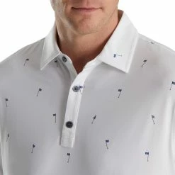 FootJoy 18 Holes Print Lisle Self Collar Polo -Golf Sales Store footjoy 18 holes print lisle self collar polo white 03 25484.1673905733