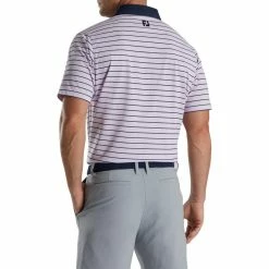 FootJoy Accented Stripe Lisle Self Collar Polo -Golf Sales Store footjoy accented stripe lisle self collar polo lavender white navy 02 51152.1673905132