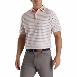 FootJoy Lisle Accented Stripe Self Collar Polo - FJ Logo