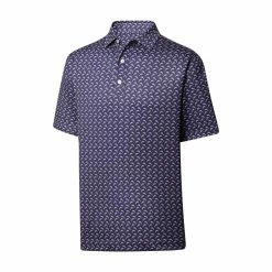 FootJoy Lisle Leaping Dolphins Print Self Collar Polo -Golf Sales Store footjoy lisle leaping dolphins print self collar polo navy lavender 01 81558.1648733386