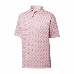 FootJoy Lisle Leaping Dolphins Print Self Collar Polo -Golf Sales Store footjoy lisle leaping dolphins print self collar polo pink graphite 01 26770.1648733386