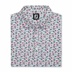 FootJoy Mini Floral Print Lisle Self Collar Polo -Golf Sales Store footjoy mini floral print lisle self collar polo white watermelon sea green 04 47884.1673905956