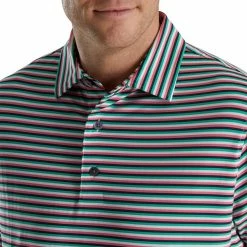 FootJoy Multi Stripe Lisle Self Collar Polo 8 FootJoy Multi Stripe Lisle Self Collar Polo -Golf Sales Store footjoy multi stripe lisle self collar polo white watermelon navy 03 68119.1673907178
