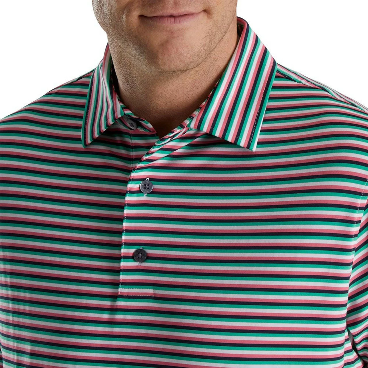 FootJoy Multi Stripe Lisle Self Collar Polo 5 FootJoy Multi Stripe Lisle Self Collar Polo - Image 3