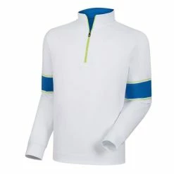 FootJoy Performance Half-Zip With Engineered Sleeves -Golf Sales Store footjoy performance half zip with engineered sleeves white blue marlin citrus 01 40787.1633109535