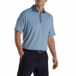 FootJoy Solid Spiral Print Trim Lisle Self Collar Polo - FJ Logo