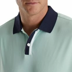 FootJoy Solid Stretch Pique With Stripe Placket Knit Collar Polo -Golf Sales Store footjoy solid stretch pique with stripe placket knit collar polo sage 03 29133.1673900797