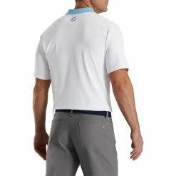 FootJoy Solid Stretch Pique With Stripe Placket Knit Collar Polo -Golf Sales Store footjoy solid stretch pique with stripe placket knit collar polo white 02 63688.1673902608