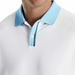 FootJoy Solid Stretch Pique With Stripe Placket Knit Collar Polo -Golf Sales Store footjoy solid stretch pique with stripe placket knit collar polo white 03 99963.1673900360