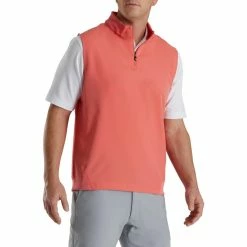FootJoy Stretch Woven Vest With Knit Accents -Golf Sales Store footjoy stetch woven vest with knit accents coral 01 34890.1673907371