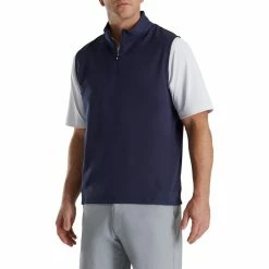 FootJoy Stretch Woven Vest With Knit Accents -Golf Sales Store footjoy stetch woven vest with knit accents navy 01 18132.1673905004