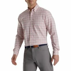 FootJoy Super Soft Woven Plaid Shirt -Golf Sales Store footjoy super soft woven plaid shirt white coral pink graphite 01 79535.1671652105