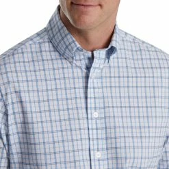 FootJoy Super Soft Woven Plaid Shirt -Golf Sales Store footjoy super soft woven plaid shirt white light ocean 03 36816.1671650329