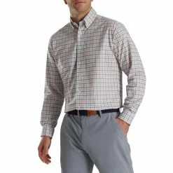 FootJoy Super Soft Woven Plaid Shirt -Golf Sales Store footjoy super soft woven plaid shirt white sea green watermelon 01 12779.1671654198