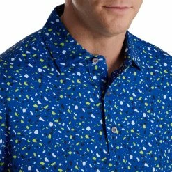 FootJoy Terrazzo Print Lisle Self Collar Polo -Golf Sales Store footjoy terrazzo print lisle self collar polo ocean 03 74341.1673907287