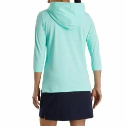 FootJoy Women's 3/4 Sleeve Pinstripe Hoodie -Golf Sales Store footjoy womens 3 4 sleeve pinstripe hoodie aquamarine 03 93479.1633109315