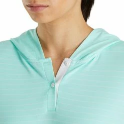 FootJoy Women's 3/4 Sleeve Pinstripe Hoodie -Golf Sales Store footjoy womens 3 4 sleeve pinstripe hoodie aquamarine 04 35422.1633109316