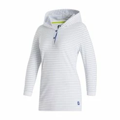 FootJoy Women's 3/4 Sleeve Pinstripe Hoodie -Golf Sales Store footjoy womens 3 4 sleeve pinstripe hoodie white 01 67152.1633109315