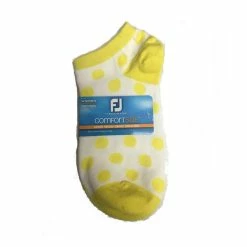 FootJoy Women's ComfortSof Low Cut Polka Dot Print Fashion Sock -Golf Sales Store footjoy womens comfortsof low cut polka dot print fashion sock white yellow 01 72392.1671654816