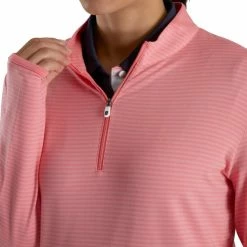 FootJoy Women's Half-Zip Tonal Stripe Mid-Layer -Golf Sales Store footjoy womens half zip tonal stripe mid layer bright coral 04 64128.1676578049