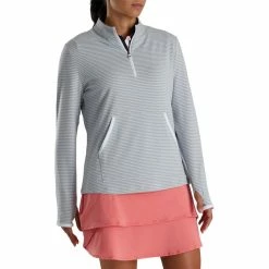 FootJoy Women's Half-Zip Tonal Stripe Mid-Layer -Golf Sales Store footjoy womens half zip tonal stripe mid layer grey 02 13647.1676594799