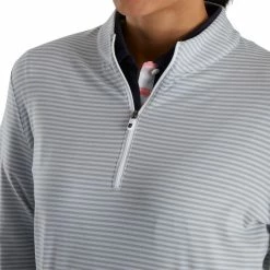 FootJoy Women's Half-Zip Tonal Stripe Mid-Layer -Golf Sales Store footjoy womens half zip tonal stripe mid layer grey 04 74379.1676576554