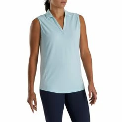 FootJoy Women's Open Placket Sleeveless Polo -Golf Sales Store footjoy womens open placket sleeveless polo sky 02 24343.1673285373