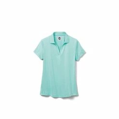 FootJoy Women's Open Placket Space Dye Polo -Golf Sales Store footjoy womens open placket space dye polo aquamarine white 01 90386.1631902166