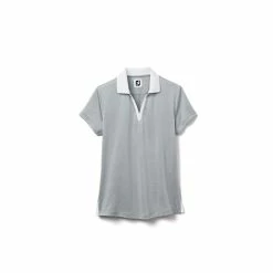 FootJoy Women's Open Placket Space Dye Polo -Golf Sales Store footjoy womens open placket space dye polo grey white 01 80741.1631902166