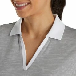 FootJoy Women's Open Placket Space Dye Polo -Golf Sales Store footjoy womens open placket space dye polo grey white 04 86780.1631902167