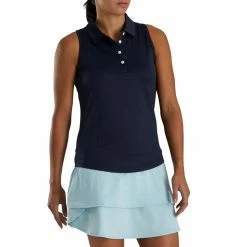 FootJoy Women's Ribbed Sleeveless Polo -Golf Sales Store footjoy womens ribbed sleeveless polo navy 02 23422.1676582843