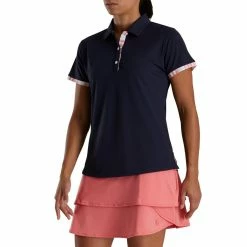 FootJoy Women's Watercolor Trim Polo -Golf Sales Store footjoy womens watercolor trim polo navy 02 95127.1676587412