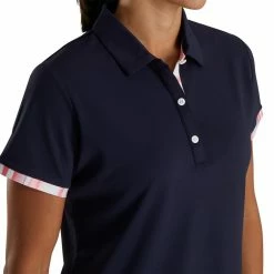 FootJoy Women's Watercolor Trim Polo -Golf Sales Store footjoy womens watercolor trim polo navy 04 47523.1676589546