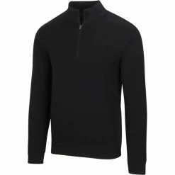 Greg Norman Performance Blend Lined 1/4 Zip Wind Sweater -Golf Sales Store greg norman performance blend lined 1 4 zip wind sweater black 01 88144.1659043397