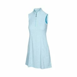 Greg Norman Women's Flare Sleeveless Zip Dress -Golf Sales Store greg norman womens flare sleeveless zip dress pure aqua 01 31671.1644419993