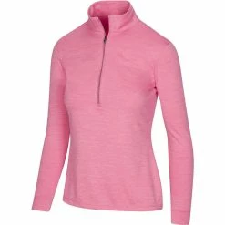 Greg Norman Women's Utility 1/2 Zip Mock -Golf Sales Store greg norman womens utility 1 2 zip mock coral guava heather 01 25531.1671482564